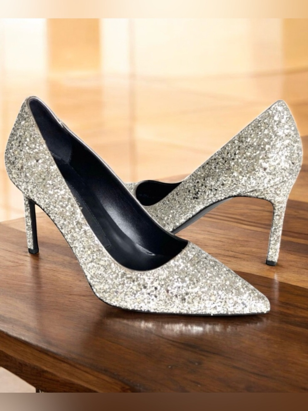 🆕 Via Spiga Nikole Silver Glitter Pumps
